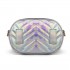LH6834 - Miss Lulu Quilted Heart and Chevron Cross Body and Bum Bag - Iridescent Silver
